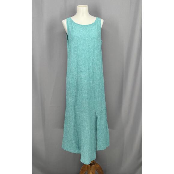 Pure Jill Dress Womens XS Linen Viscose Sleeveless Pocket Midi Summer Lagenlook - Picture 1 of 12